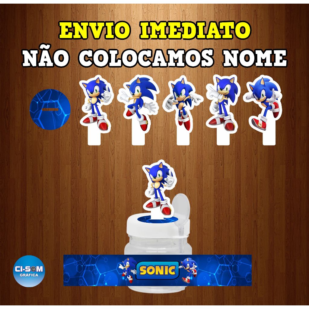 Rótulo Adesivo + aplique para potinho 40gr. (mini nutella) Sonic