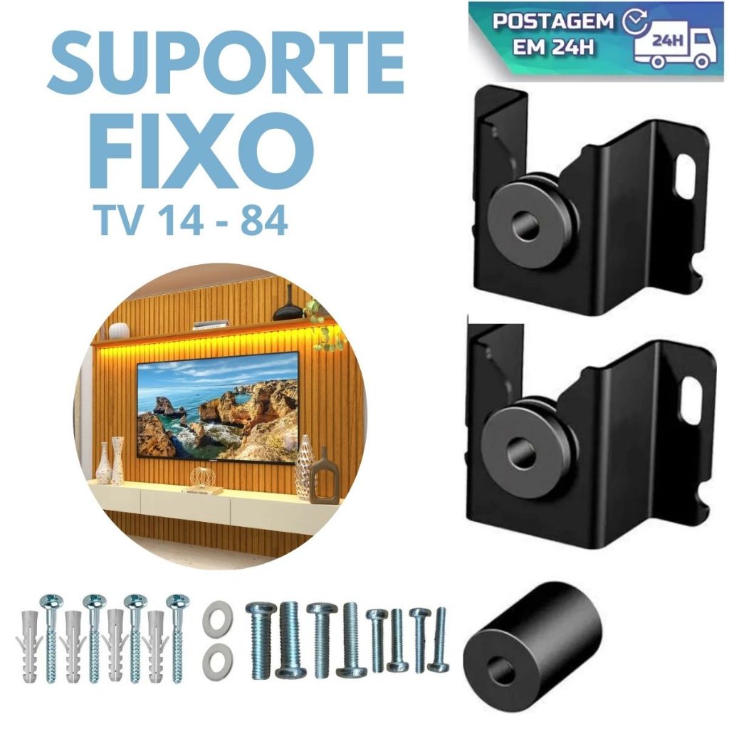 Suporte Universal Fixo  Slim Para Smart TV LED LCD 4K Parede Painel 10 24 32 43 50 55 60 75  Polegadas