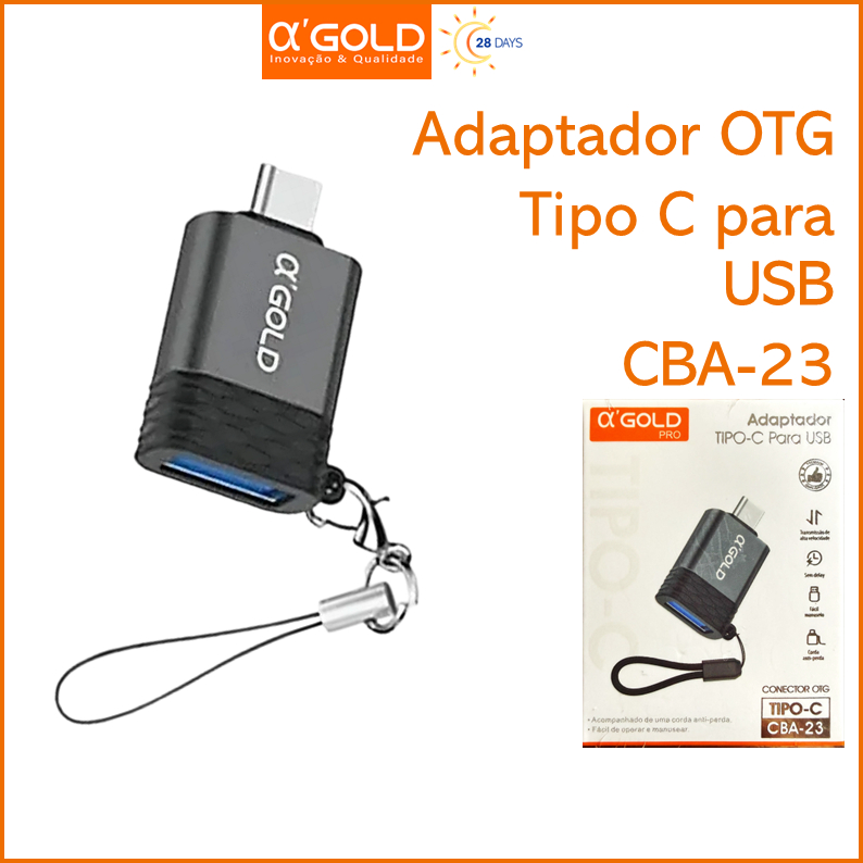 Adaptador OTG Tipo C para USB Transferência de dados A'GOLD CBA-23 em Oferta na Shopee