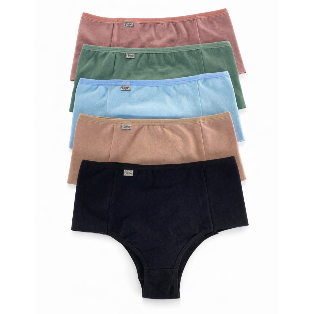 Kit 5 Calcinhas Algodão Pós Parto Modeladora Cintura Alta | Pala Dupla e Cotton Premium em Oferta na Shopee