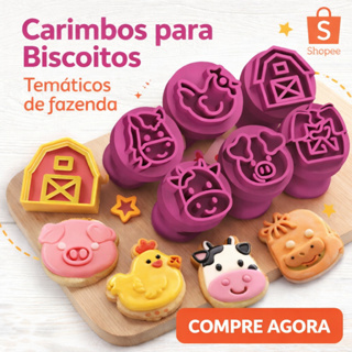 Kit 5 Mini Carimbos Marcadores para Brigadeiro e Pasta Americana Fazendinha em Oferta na Shopee