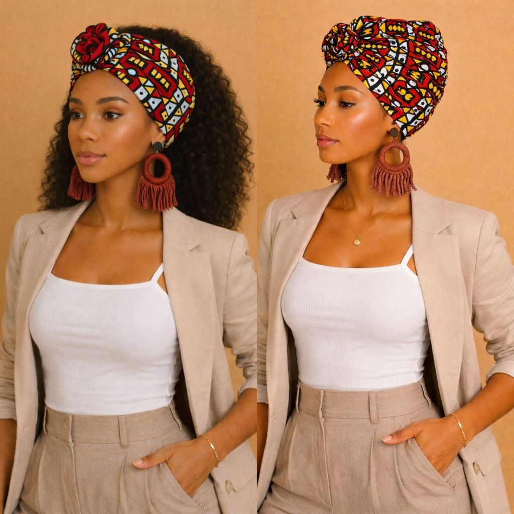Turbante Africano Pronto | Faixa de Cabelo Afro | Faixa Estampada | Moda Afro | Acessório de Cabelo | Turbante Feminino