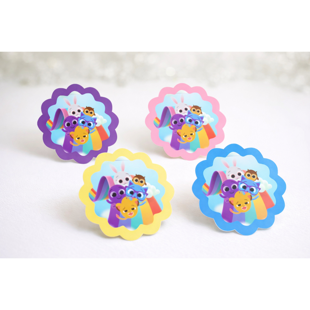 Apliques Personalizados Escalopes 3D Redondo tema Bolofofos Lembrancinha pra Festa Infantil Pronto para Uso Envio Rápido