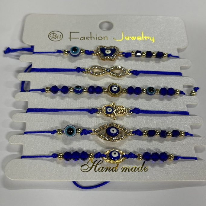 Kit 2/4/6/12 Unidades Linda Pulseira de cristal com olho grego/ pulseira ajustável