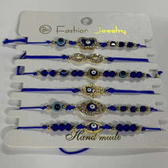 Kit 2/4/6/12 Unidades Linda Pulseira de cristal com olho grego/ pulseira ajustável
