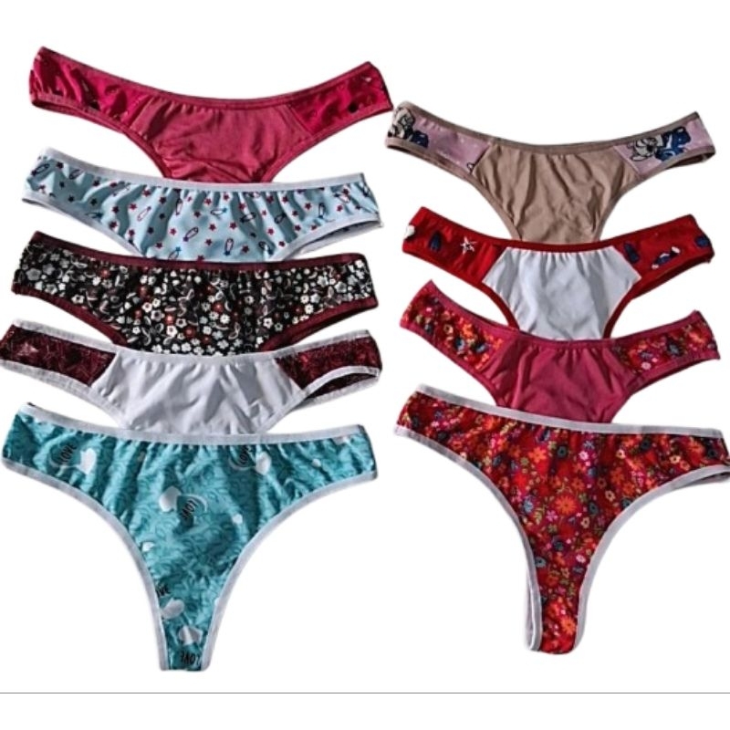 Kit com 5 Calcinhas  Feminina Adulto Básicas Tangas Estampadas Lateral Super Confortável  Atacado  Pacote Revenda em Oferta na Shopee