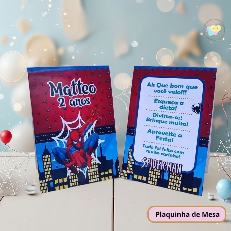 kit Plaquinha de Agradecimento Homem Aranha - Centro de Mesa- Personalizados- Lembrancinha- Festa - Decoração