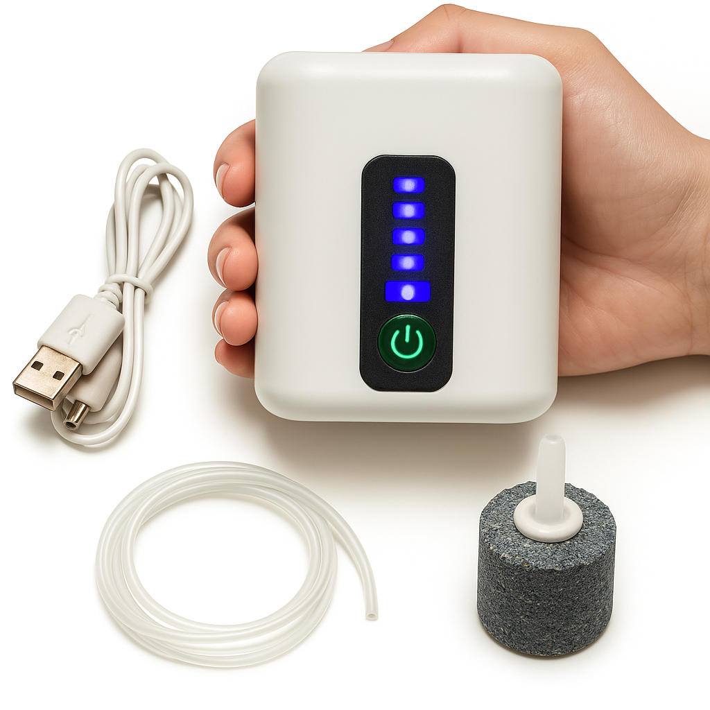 Bomba de Oxigênio  Portátil Recarregável USB - C Oxigenador de emergencia para Peixes em Oferta na Shopee