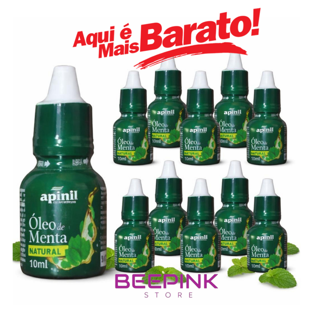 Kit 12 Óleo De Menta Natural Apinil - Proporciona Uma Agradável Sensação De Bem-estar em Oferta na Shopee