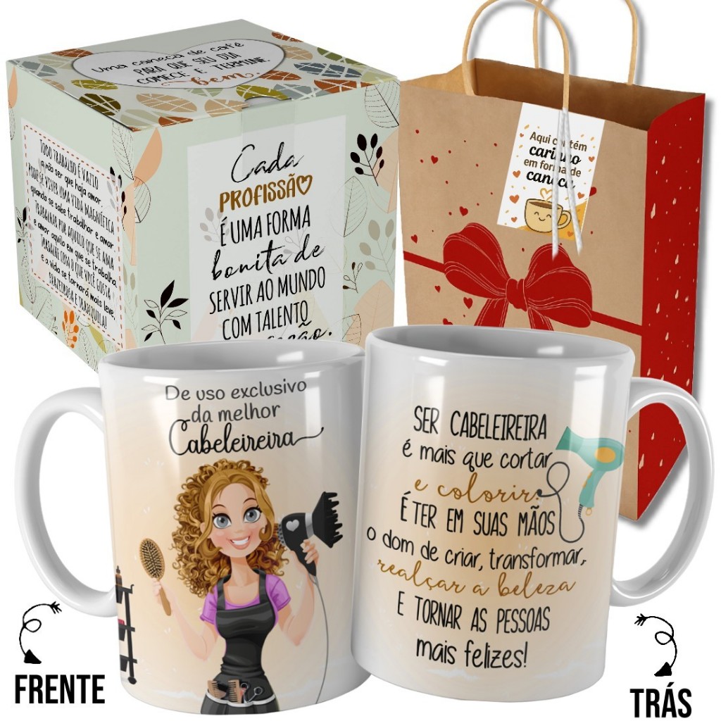 Caneca Cabeleireira Linda Diversas Profissão Cabelereira com Embalagem Presenteável