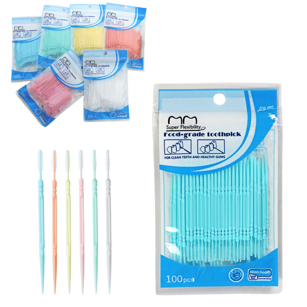 Kit Escovas Interdentais com 100un Atacado (Palito de Dente Plástico)