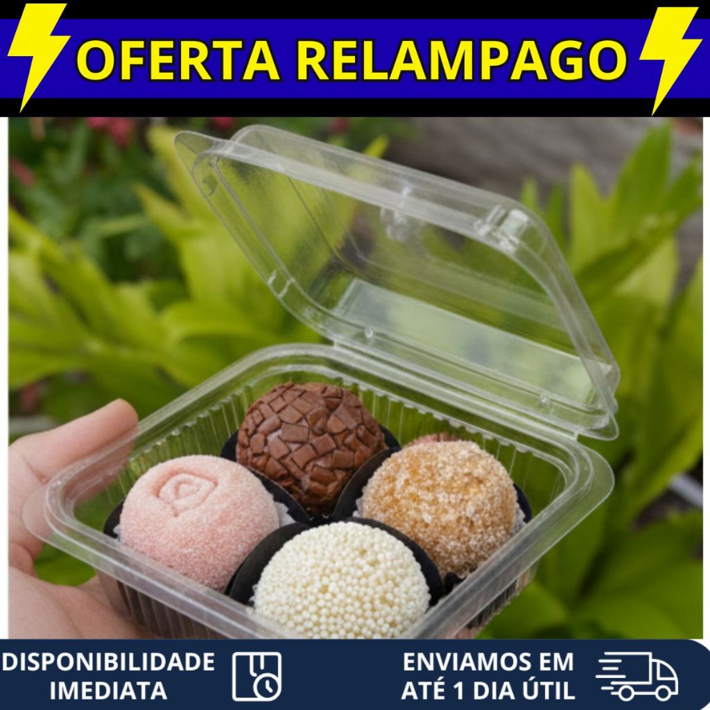 Pote Quadrado 25/100/300 Embalagens para Docinhos Bolo Brigadeiro Lanche 200ml Confeiteiros - 641 em Oferta na Shopee
