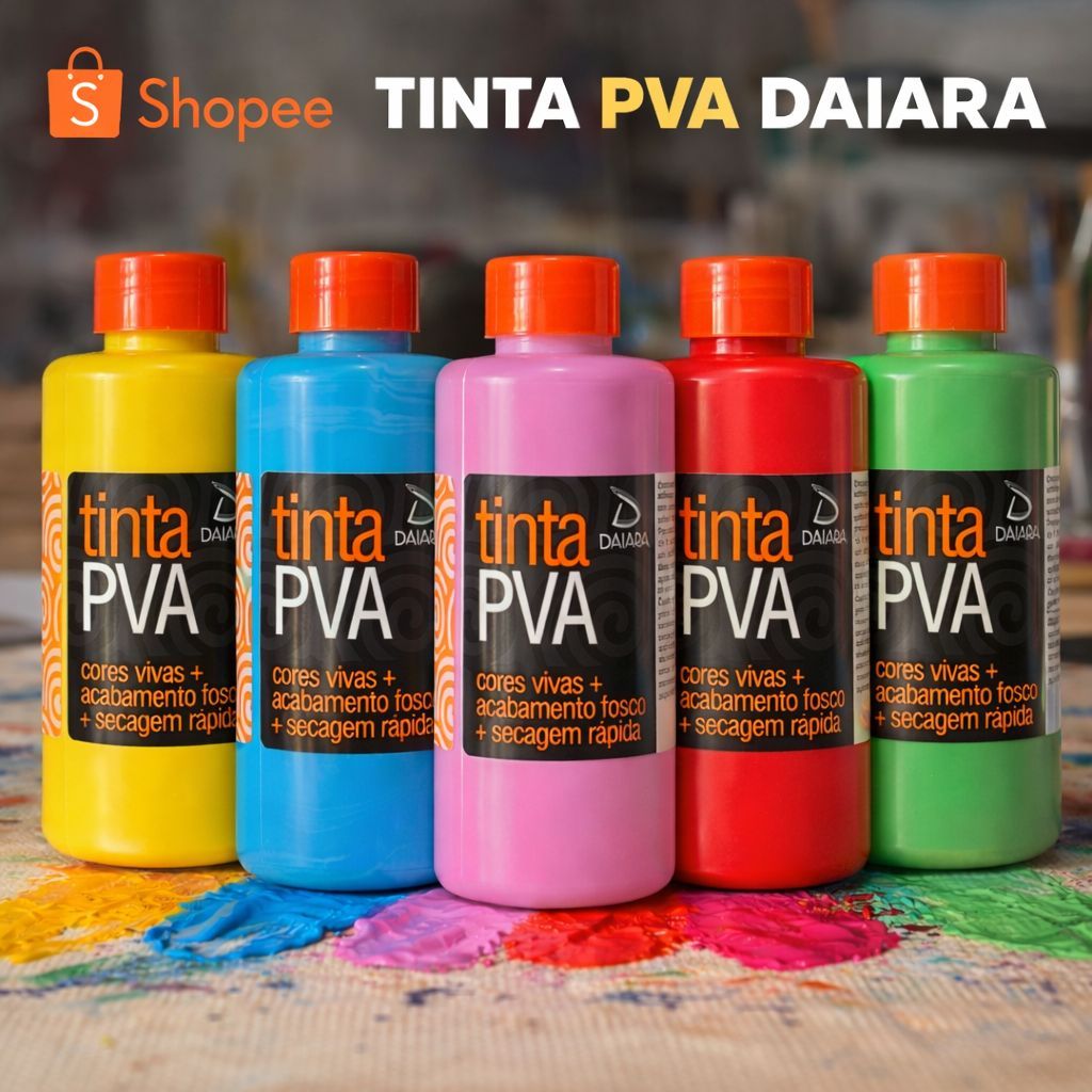 Tinta PVA 250ml-DAIARA para MDF, Madeira, Papelão Acabamento Fosco em Oferta na Shopee