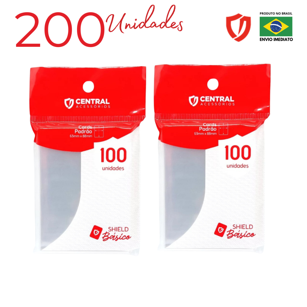 Kit Central Shields Básico 63mm x 88mm 100 Sleeves Cada Pacote Tamanho Padrão Pokemon Magic