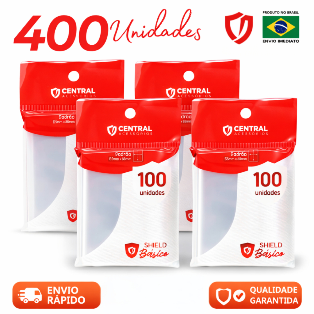 Kit Central Shields Básico 63mm x 88mm 100 Sleeves Cada Pacote Tamanho Padrão Pokemon Magic em Oferta na Shopee