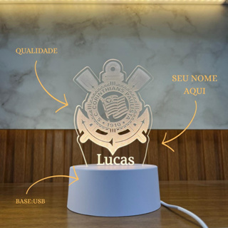 Luminária Corinthians Timão Personalizada com Nome - Abajur LED Torcedor em Oferta na Shopee
