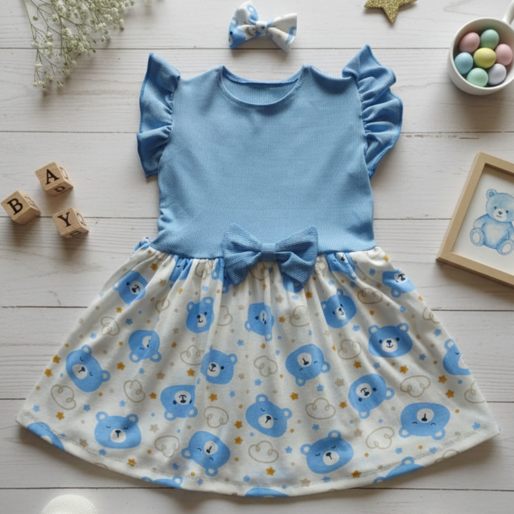 Vestido infantil menina estampado verão algodão aniversário passeio malha canelada luxo em Oferta na Shopee