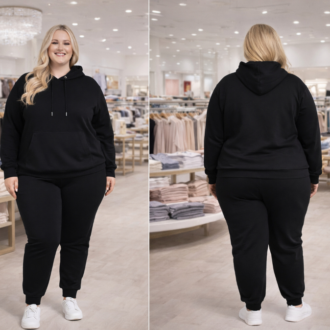 Conjunto Agasalho Plus Size G1 G2 G3 G4 G5 G6 Moletom Preto Frio Inverno Meia estação Quentinho Flanelado