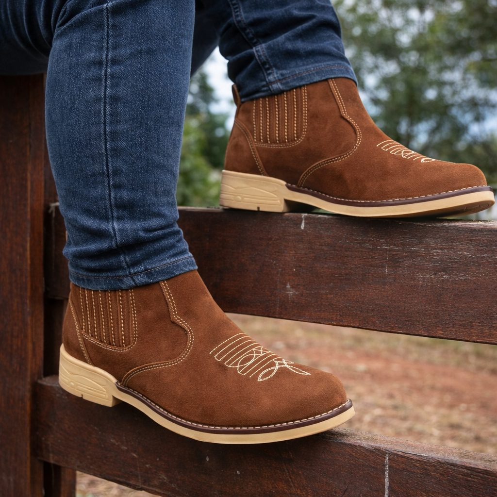 Butina Clássica Ferreira César Bico Quadrado Country Rodeio Texana Montaria Masculino 100% Couro