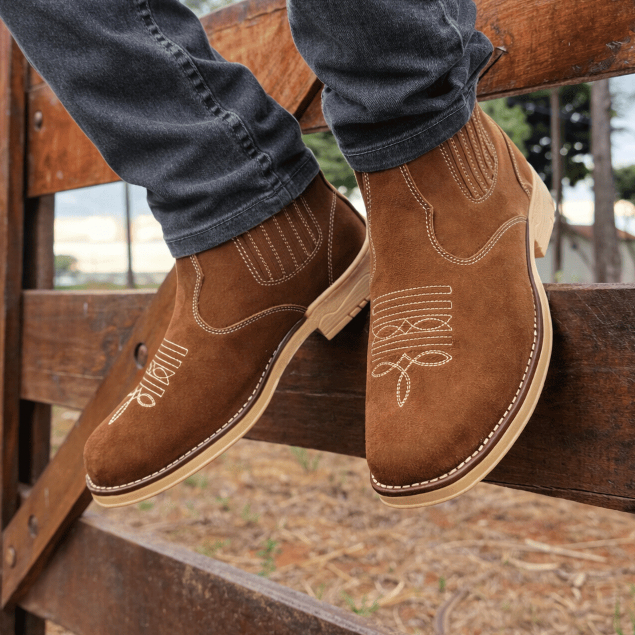 Butina de Couro Legítimo Cowboy Ferreira César Botina Rural Masculina Montaria Bico Quadrado Rodeio em Oferta na Shopee