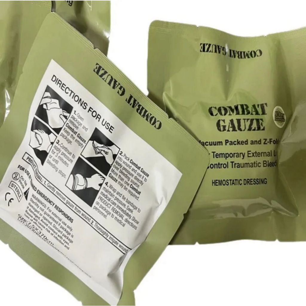 Combat Gauze com Agente Hemostatico APH tático, primeiros socorros. Gaze estancar sangramento.