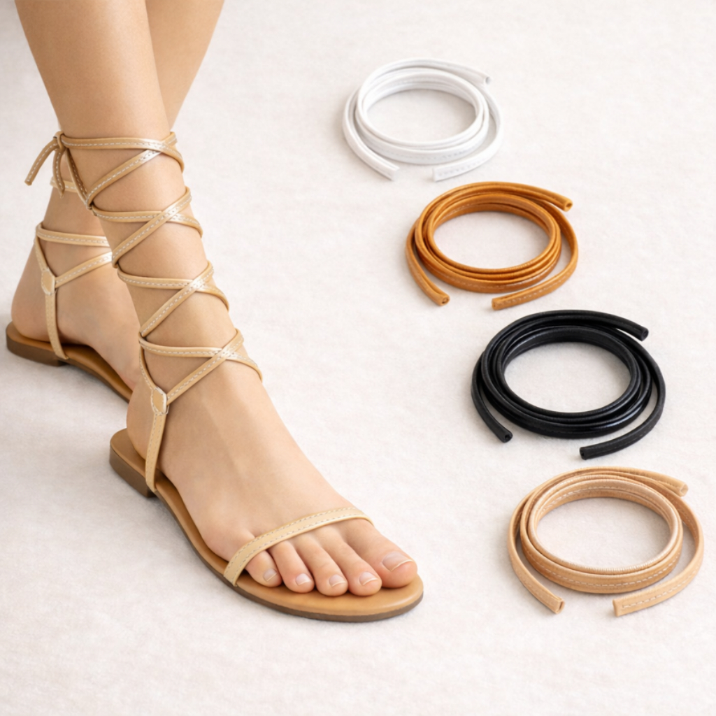 Par de Tira de Amarrar para Sandália Feminina Cadarço Flat Colorido Substitui Fivela Tornozelo Gladiadora