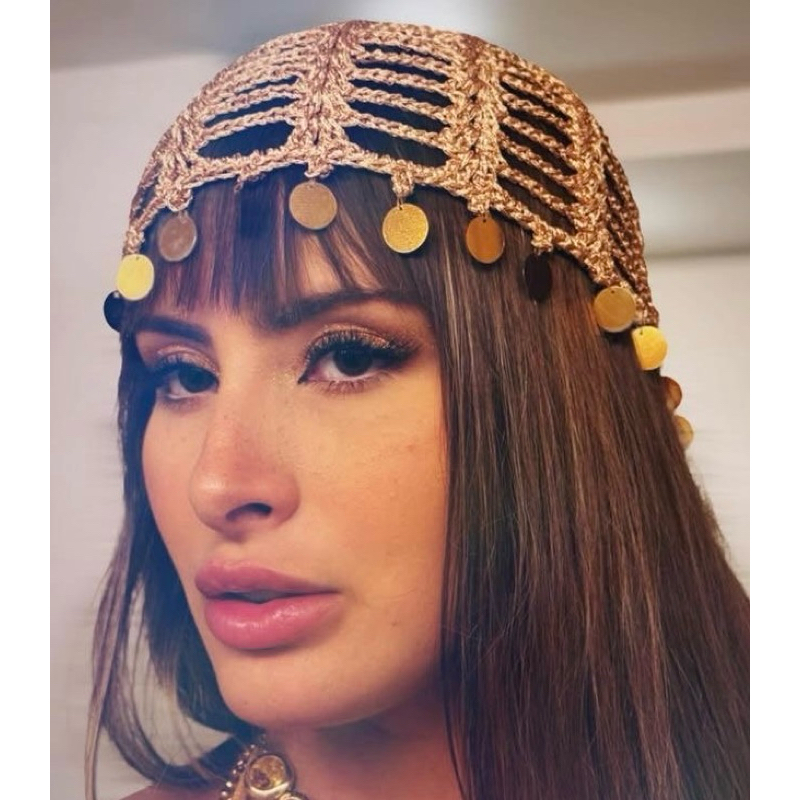 Headpiece de Crochê Touca de Crochê Verão Acessório Praia Look em Oferta na Shopee