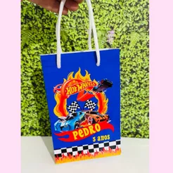 Sacolinha Personalizada P Hot wheels /Lembrancinha de Festa Infantil /PEGUE E MONTE