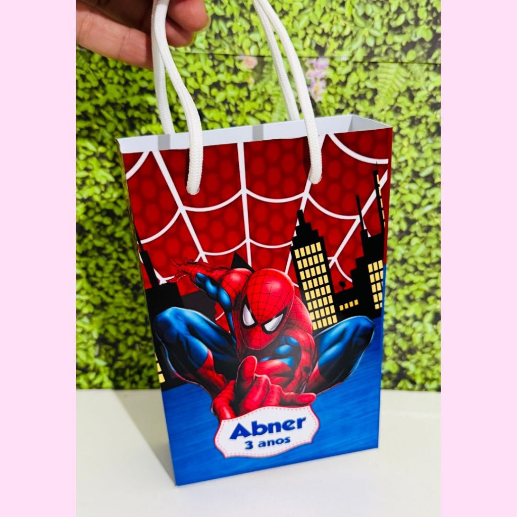 Sacolinha Personalizada P Homem Aranha / Lembrancinha de Festa Infantil/PEGUE E MONTE