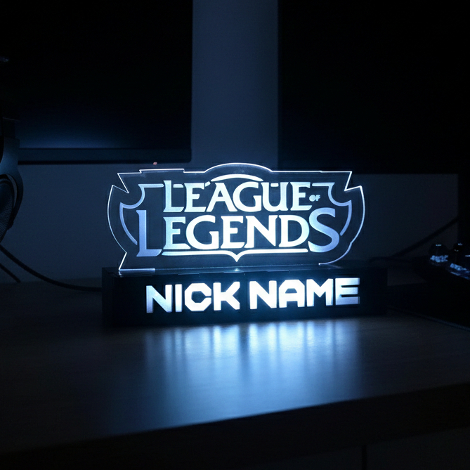 Luminária LOL League of Legends LED 3D Personalizada com Nome