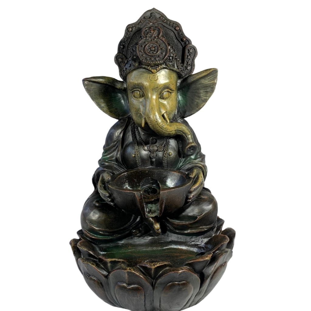 Imagem Fonte de Água Decorativa Zen Escultura Ganesha Prosperidade Zen Feng Shui Harmonia Energia