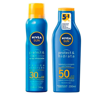 Kit Nivea: Protetor Solar Spray Toque Seco Fps 30 200ml + Protetor Solar Hidrata Fps 50 200ml em Oferta na Shopee