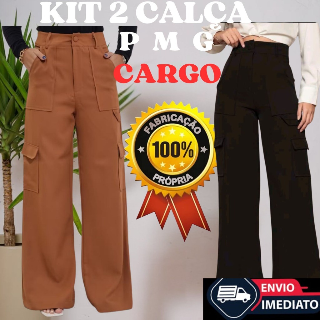 Kit 2 Calça Cargo Alfaiataria Inverno ACOMPANHA CINTO