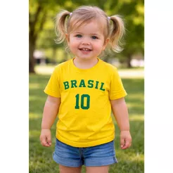 Camiseta Brasil Bebê Algodão Básica