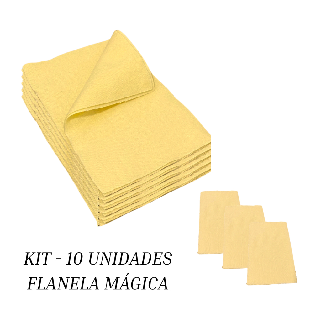 Kit 10 unidades flanela magica polimento brilho para joias prata ouro