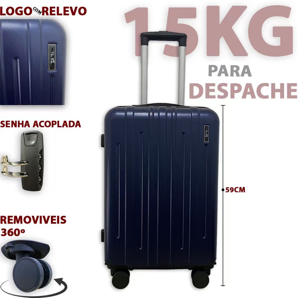 Mala de viagem ABS de 15KG - 20KG 12KG de rodinha 360º mala media com senha promocao menor preço