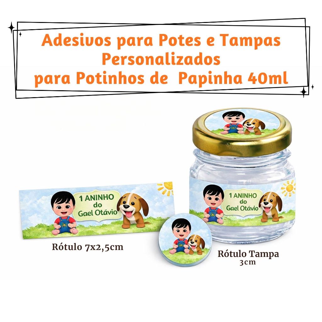 Rótulos Adesivos para Papinhas e Tampas 40ml | Lembrancinhas | Festa | Personalizado | Vários Temas