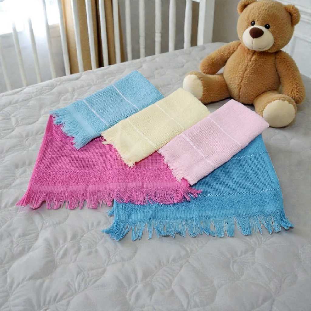 Kit 6 Toalhas de Boca Babete para Bebê 100% algodão e macia para Bordar