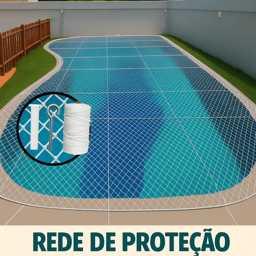 Kit 3,50x6,50 Completo Rede Tela De Proteção Para Piscina