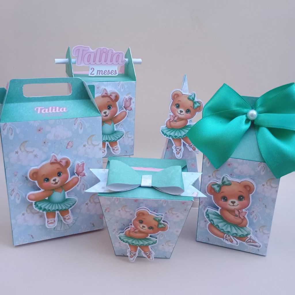 Kit Festa Ursinha Verde Lembrancinha Aniversário Infantil- Mês versário