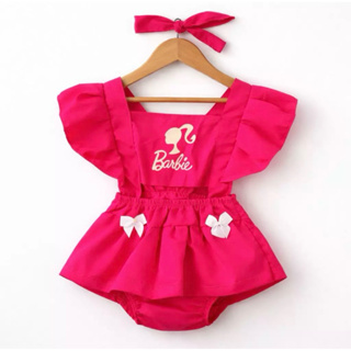 Romper Bebê Estilo Barbie Rosa 100% Algodão Conjunto Luxo Menina 3 a 12 Meses Envio Rápido em Oferta na Shopee