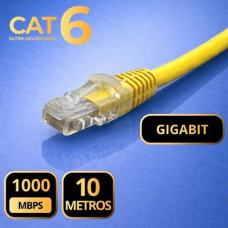 Cabo de Rede CAT6 10 Metros Amarelo Gigabit ALTA VELOCIDADE em Oferta na Shopee