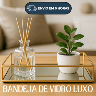 Bandeja Decorativa Espelho Luxo Retangular - Organização Sala Casa em Oferta na Shopee