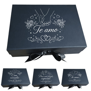 Caixa De Presente Personalizada Premium Rígida Magnética imã com Fita de Cetim 28x20x9cm