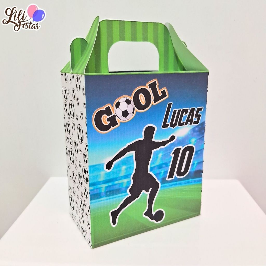 Maletinha Futebol Bola Lembrancinhas Aniversário Caixa Surpresa de Montar Personalizada Kit Festa