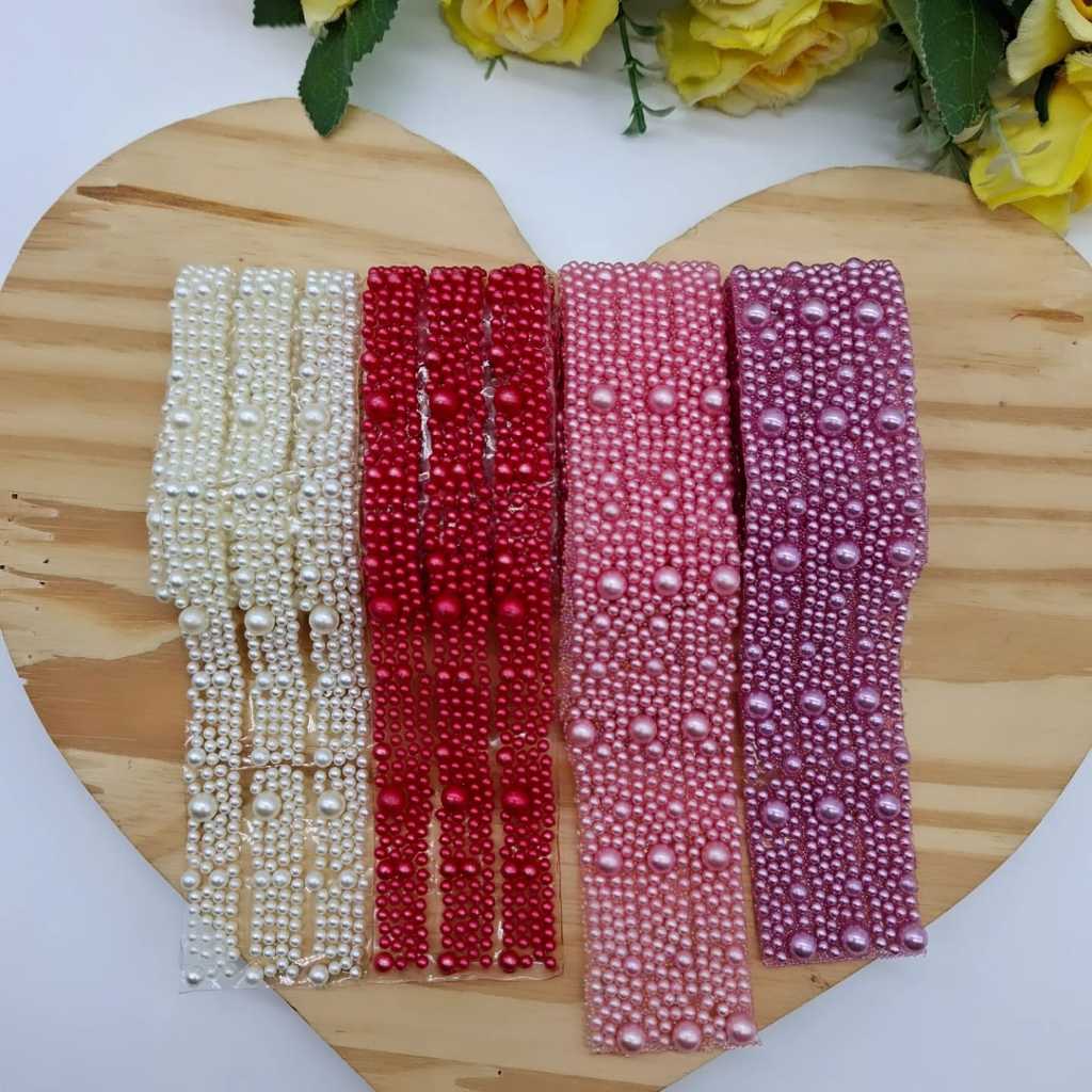 Micro Manta Luxo Perola COLORIDA Tira de 1x40cm 3 Unidade em Oferta na Shopee