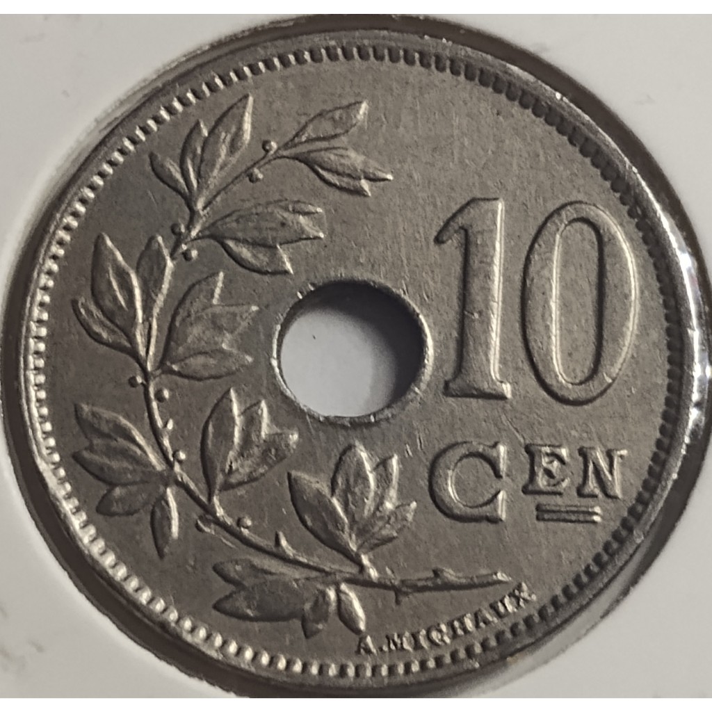 moeda antiga 10 cêntimes 1924 bélgica mbc
