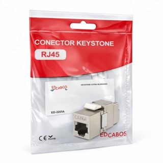 Conector Fêmea Keystone RJ45 CAT6A Blindado ED Cabos ED-2201A em Oferta na Shopee