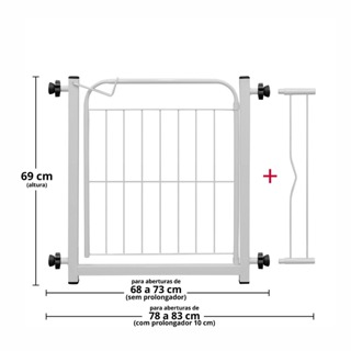 Portão Portãozinho Segurança Para Pets e Crianças - Ajustável 68cm a 83cm - Branco ou Preto em Oferta na Shopee