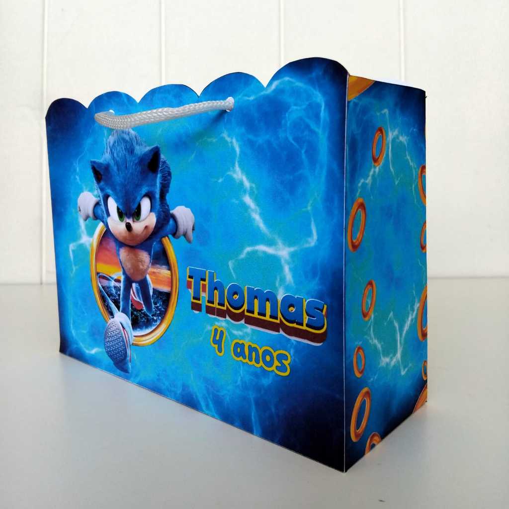 Sacolinha Personalizada Sonic | Lembrancinha | PEGUE E MONTE | Mimos | Aniversário Sonic